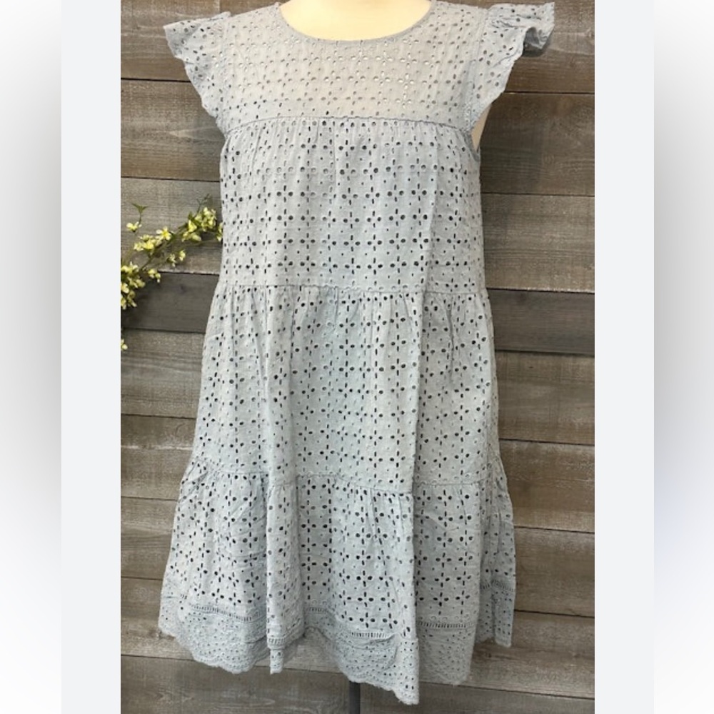 Allie Rose Boutique Eyelet Gray Mini Dress Size Large